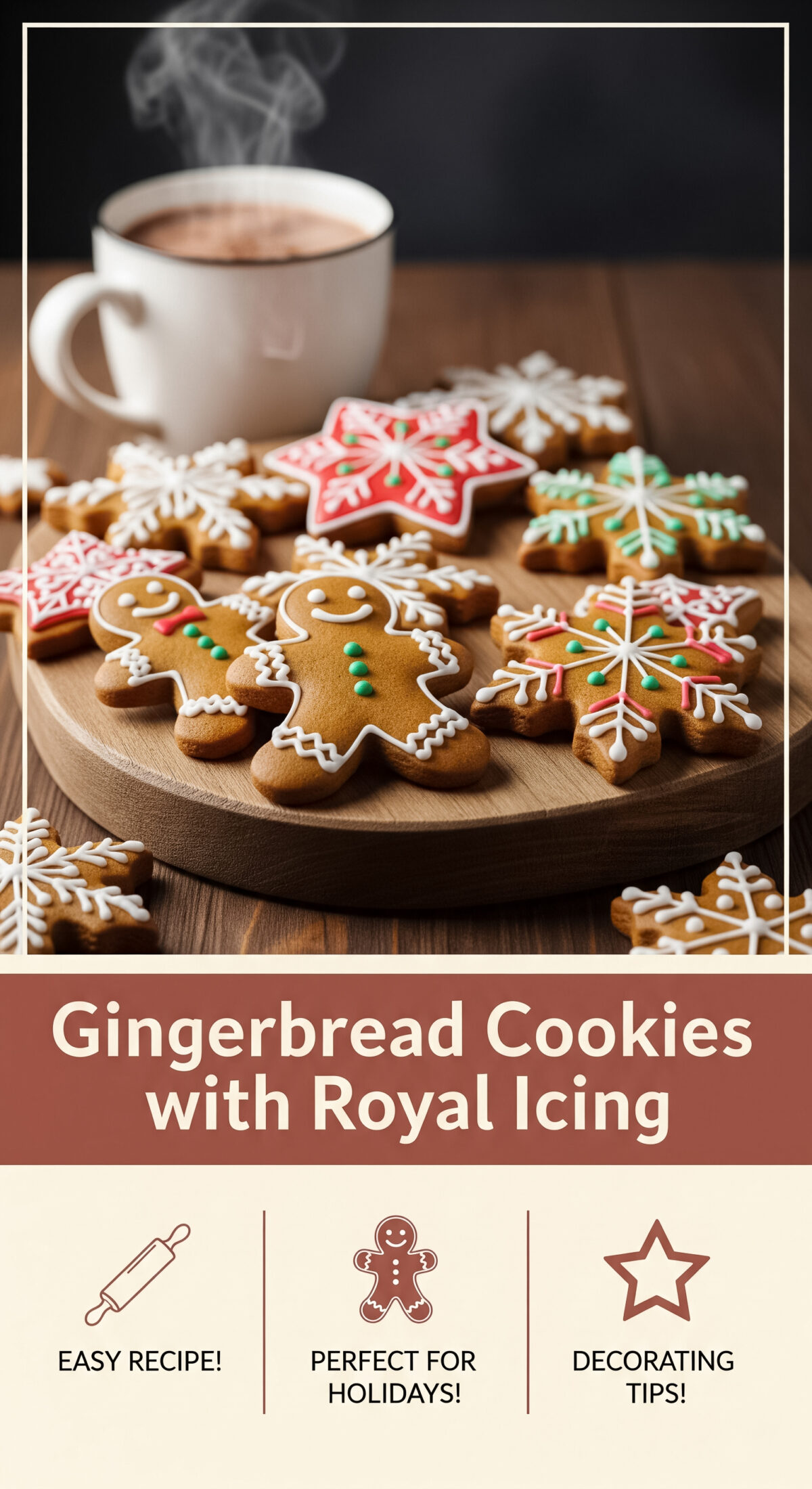 Gingerbread Cookies with Royal Icing for Christmas Baking and Decorating