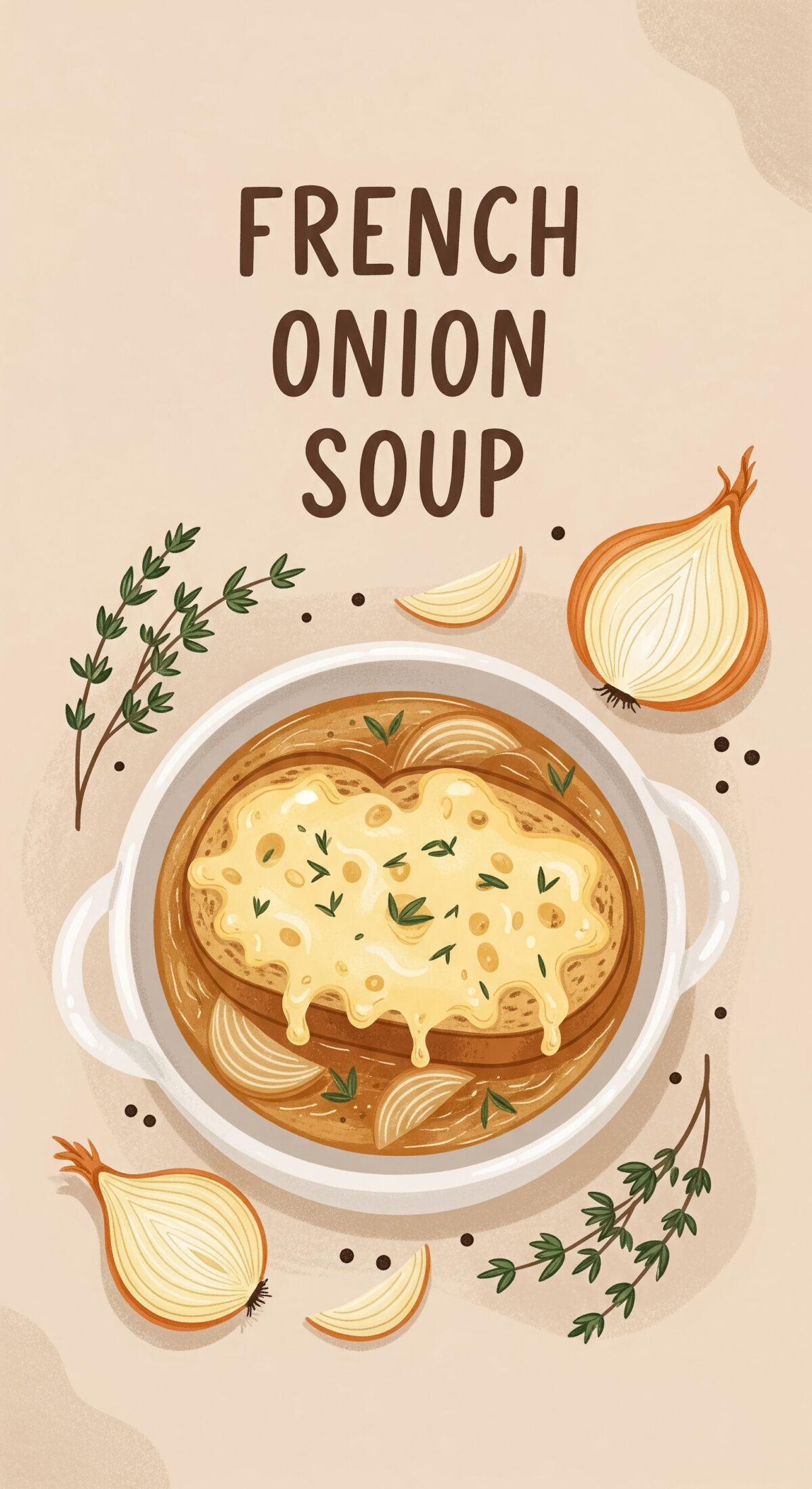 Classic French Onion Soup with Caramelized Onions and Gruyère