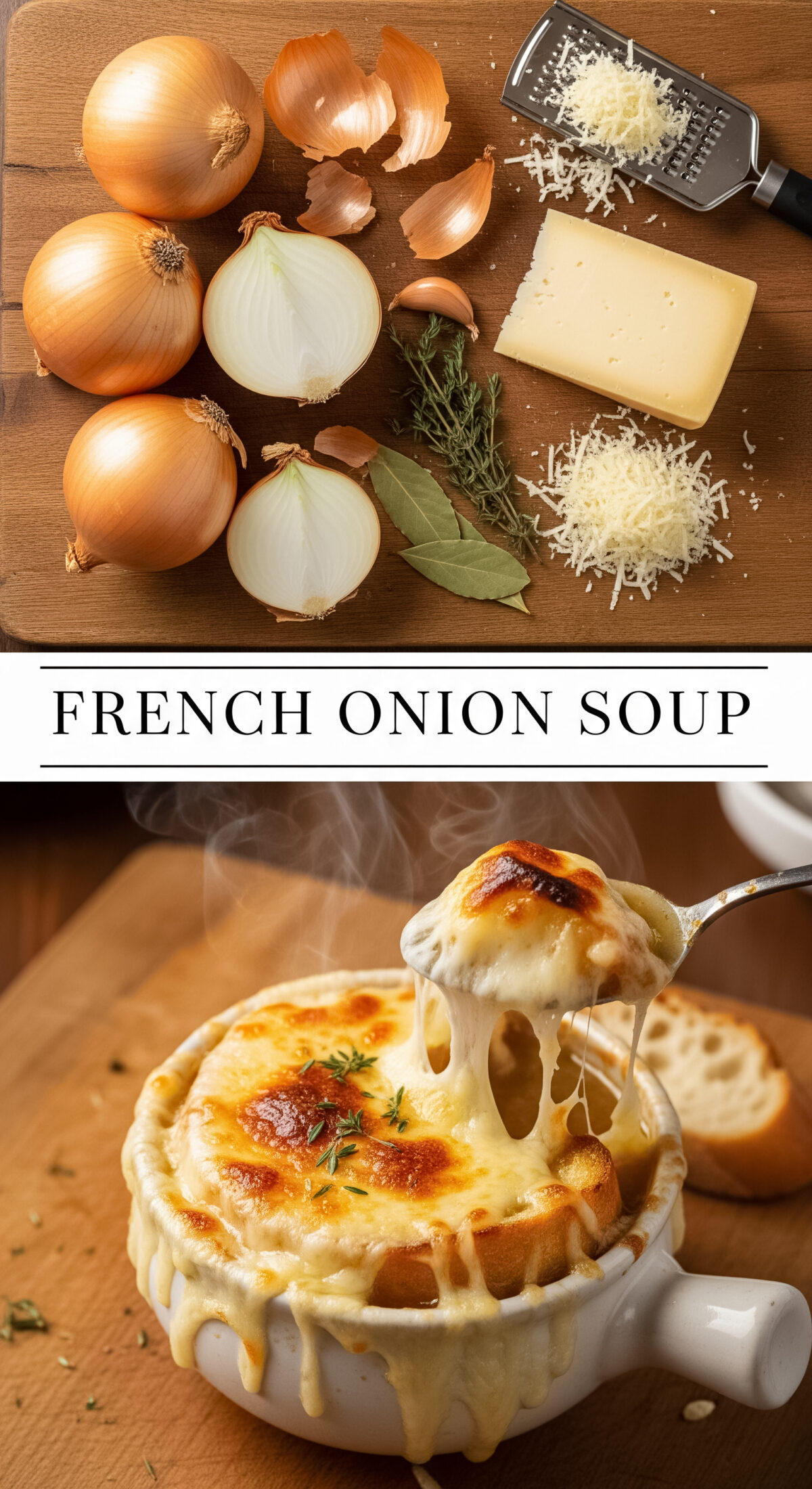 Classic French Onion Soup with Caramelized Onions and Gruyère