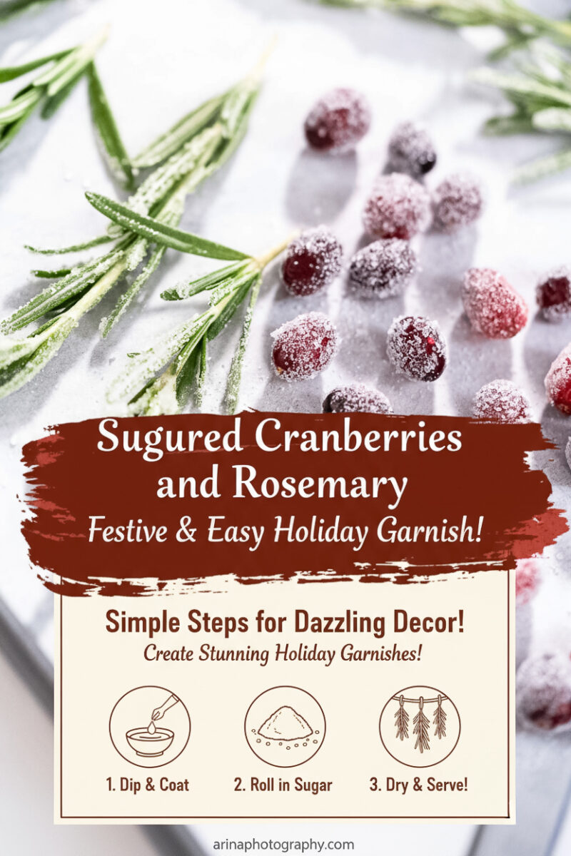 These sugared cranberries and rosemary sprigs are one of my favorite ways to dress up Christmas cakes, cocktails, and charcuterie boards! They’re sparkly, festive, and incredibly easy to make with just sugar and water. I love using them as edible decor for winter treats or gifting them in clear jars for a sparkling holiday surprise. #sugaredcranberries #sugaredrosemary #holidaygarnish #edibledecor #christmascake