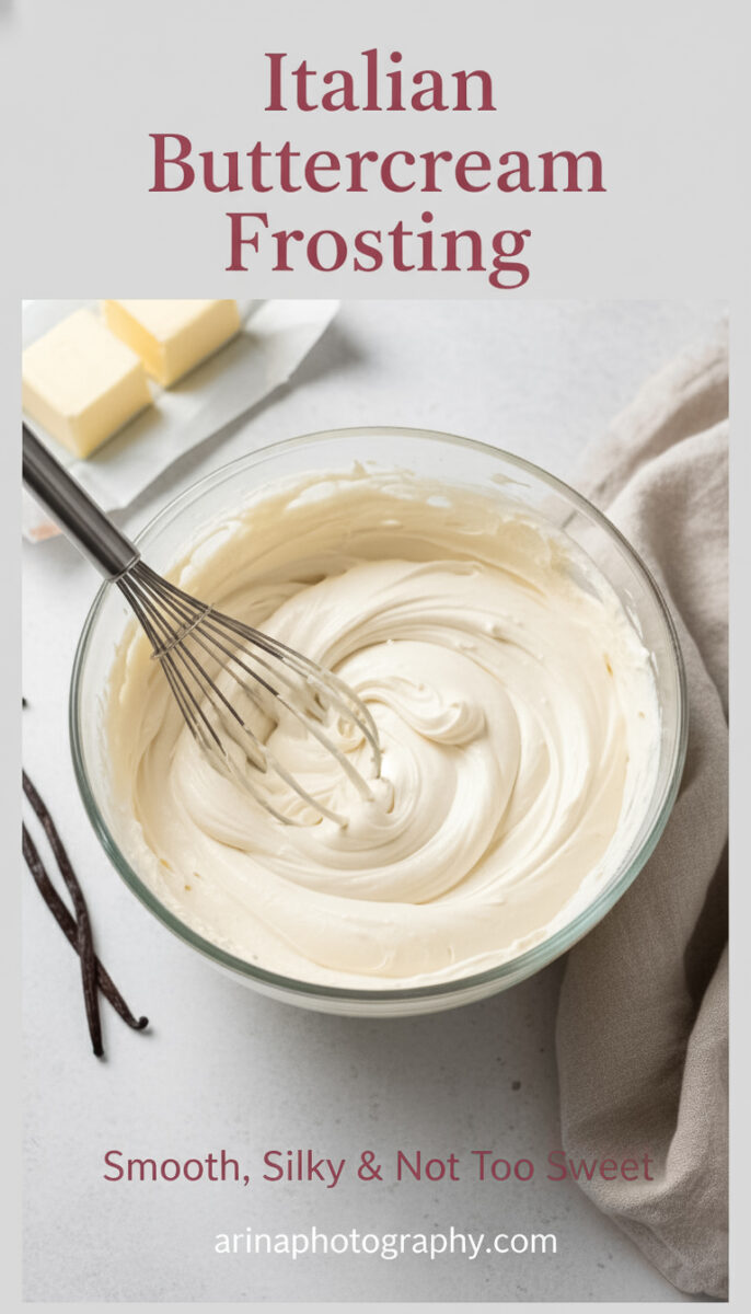 Italian buttercream is my favorite frosting when I want something smooth, stable, and not overly sweet. It starts with a fluffy meringue and hot sugar syrup, then finishes with creamy butter for a dreamy texture. Perfect for piping, layer cakes, and wedding-worthy cupcakes. Once you try this silky frosting, you’ll never go back to powdered sugar buttercream! #italianbuttercream #cakefrosting #meringuebuttercream #frostingtutorial #baketips
